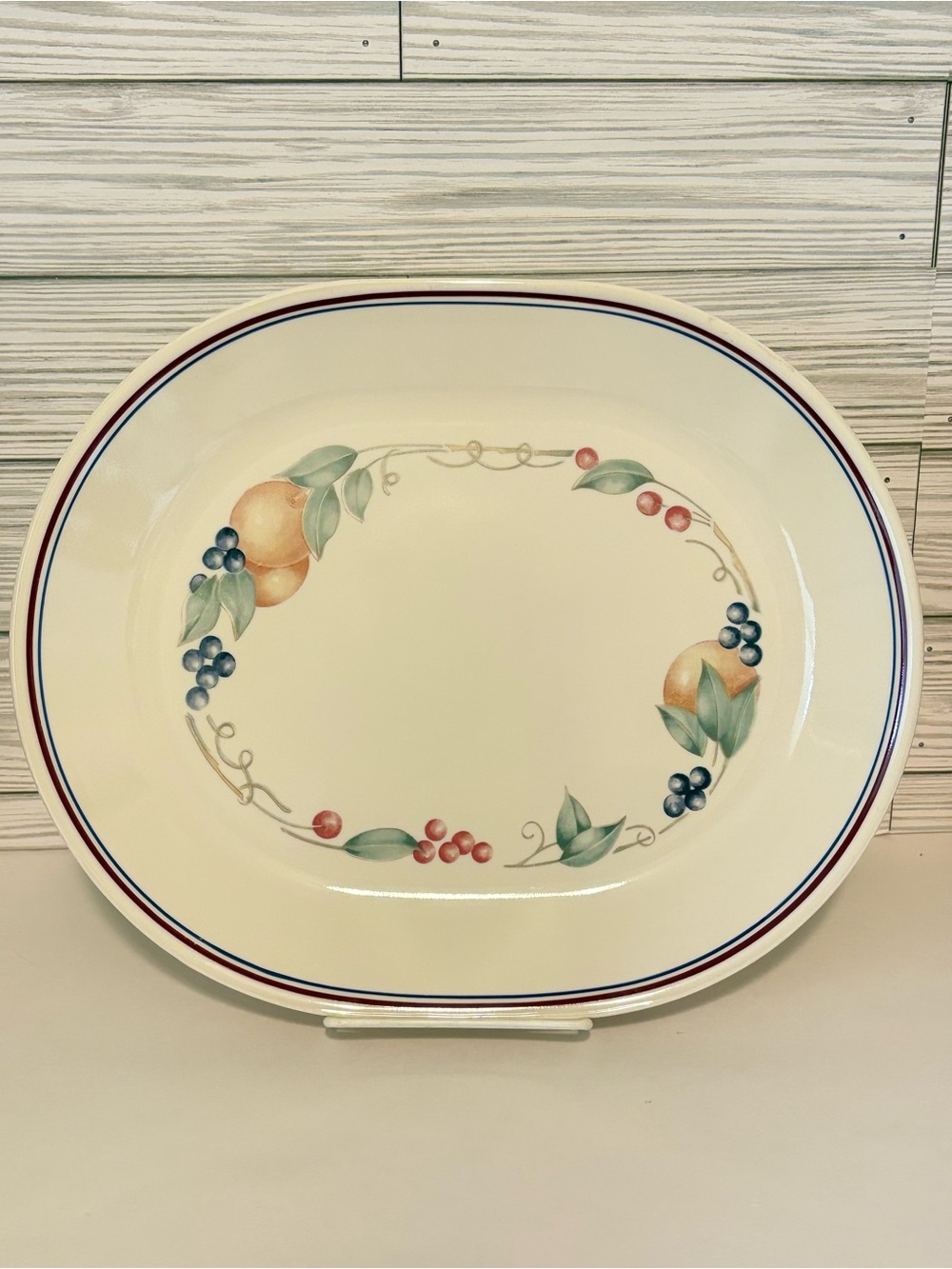 Vintage Corelle Abundance 12" Oval Serving Platter Corning Fruit Pattern USA